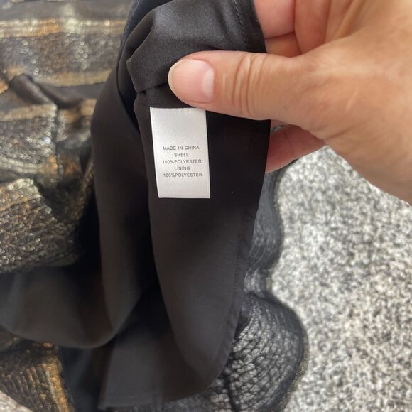 Cece Cynthia Steffe Black Gold Metallic Lined Jubilee Gems Peplum Top Sz 4 NWT - Picture 7 of 9